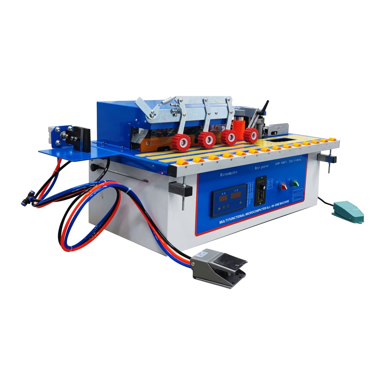 110V Automatic Wood Plate Edge Banding Machine Double-sided Trimming&Gluing