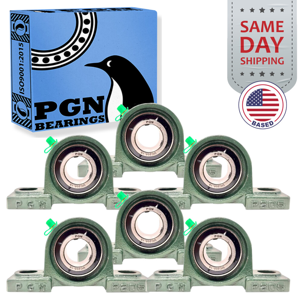 (6) UCP205-16 Solid Base Pillow Block Bearing 1″ Bore Self Aligning