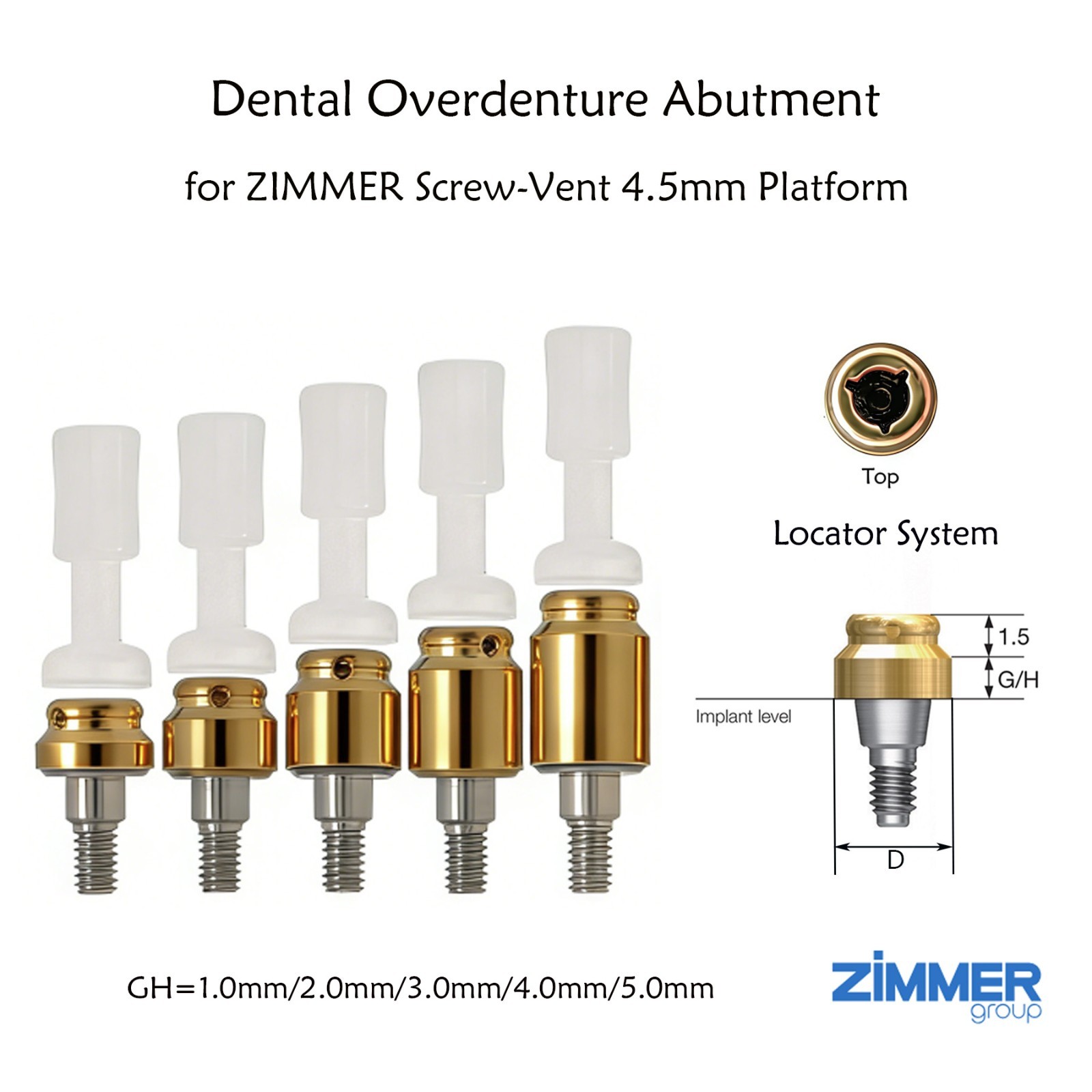 US LOCATOR Overdenture Attachment System for ZIMMER Screw-Vent BEGO/MIS Platform