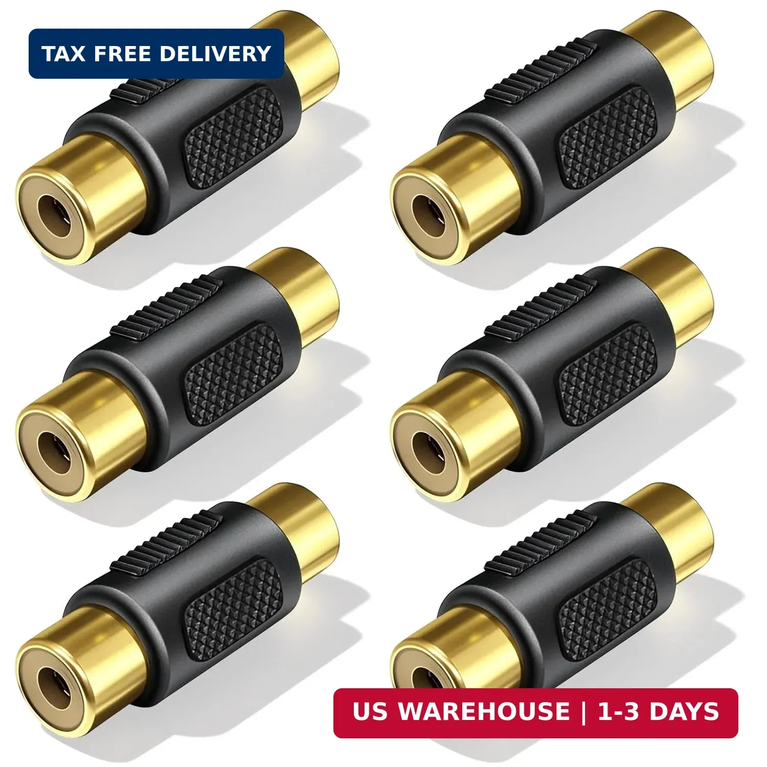 RCA Connector 6-Pack, RCA Female to Female Coupler for Audio Extension, Compatib