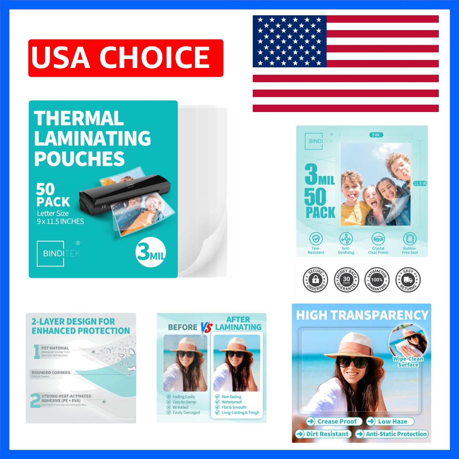 3 Mil Thermal Laminating Pouches, 9×11.5 Inches Laminating Sheets, for Letter…