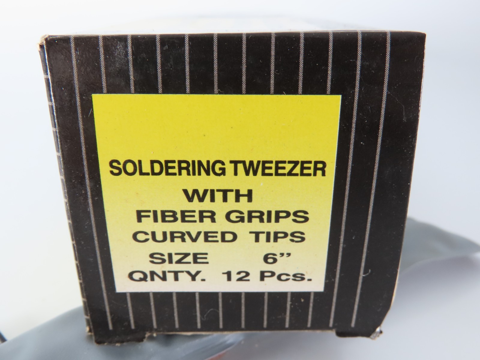 New Stainless Steel Soldering Tweezers Fiber Grip Curved Tips Pouch Pack 12 Pack