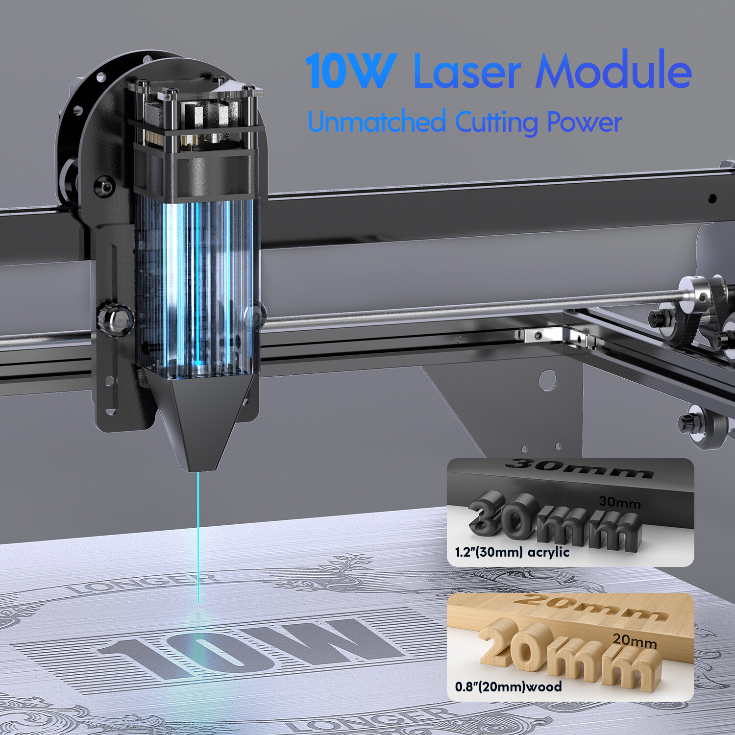 Longer RAY5 10W Laser Engraver, Laser Cutter,24000mm/min Used-A🔥 Free Honeycomb