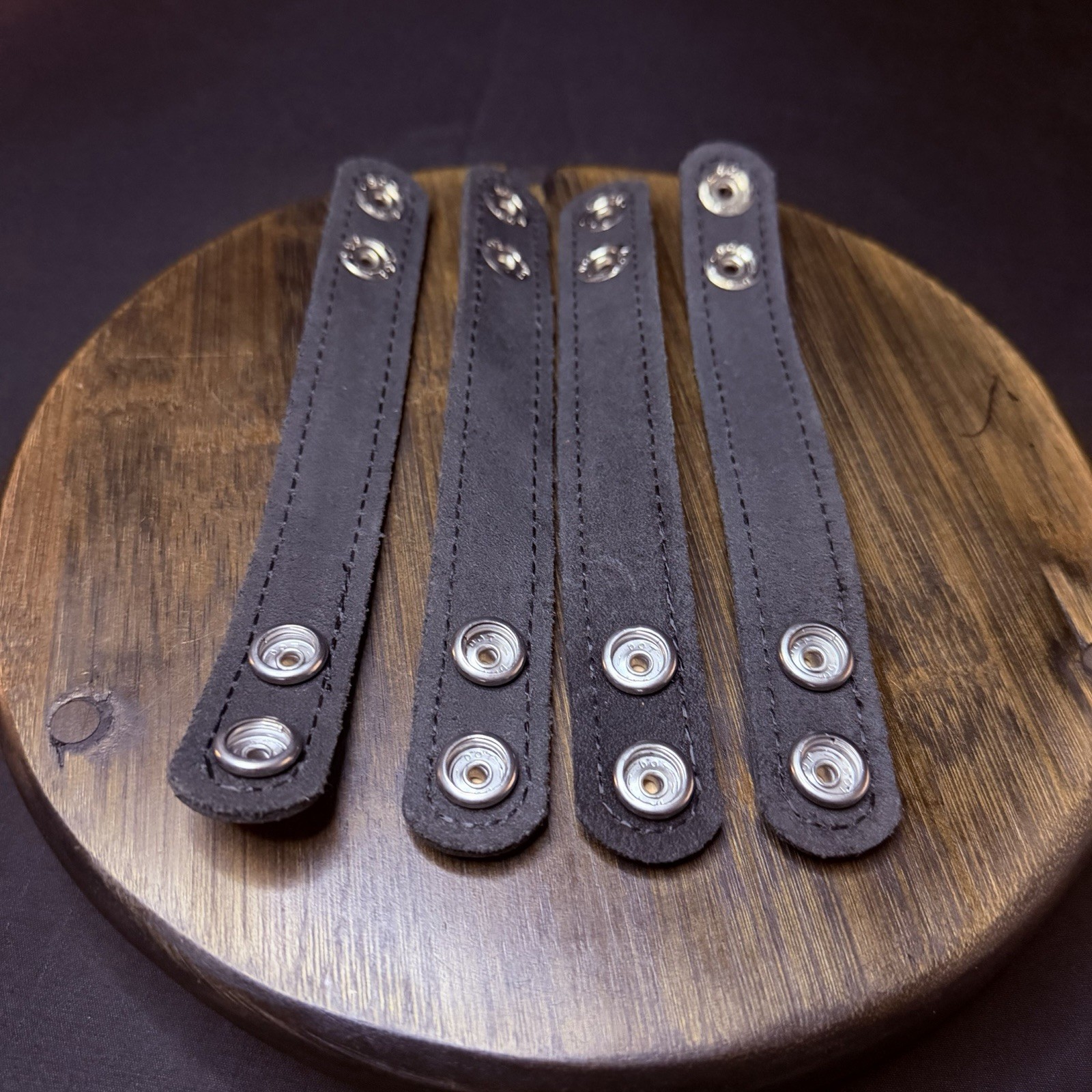 Duty Belt Keeper High Gloss Black Leather Brass Double Snaps 7.25” (Lot of 4)