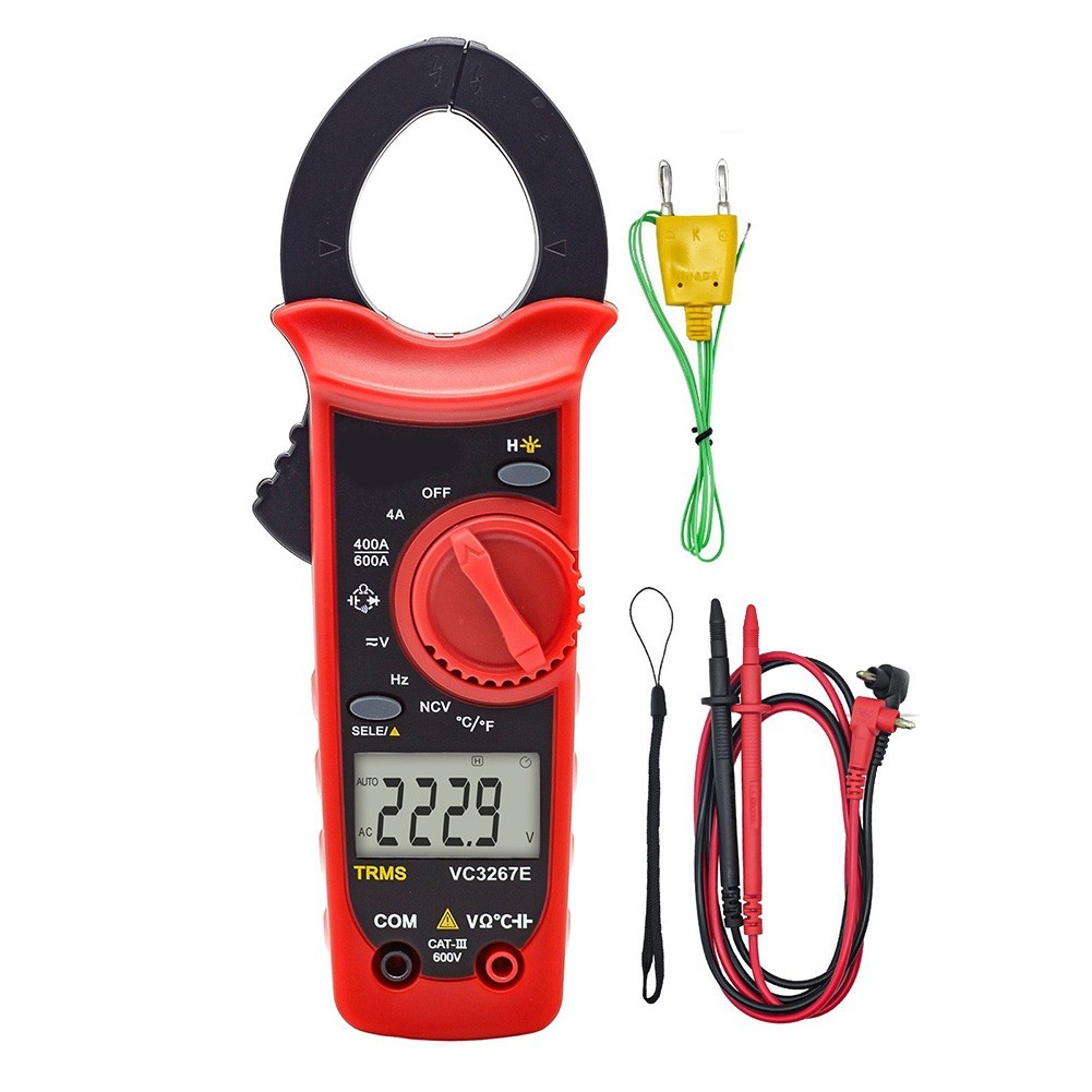VC3267E Digital Clamp Meter with Resistance Range up to 40MOhm and Temp Probe