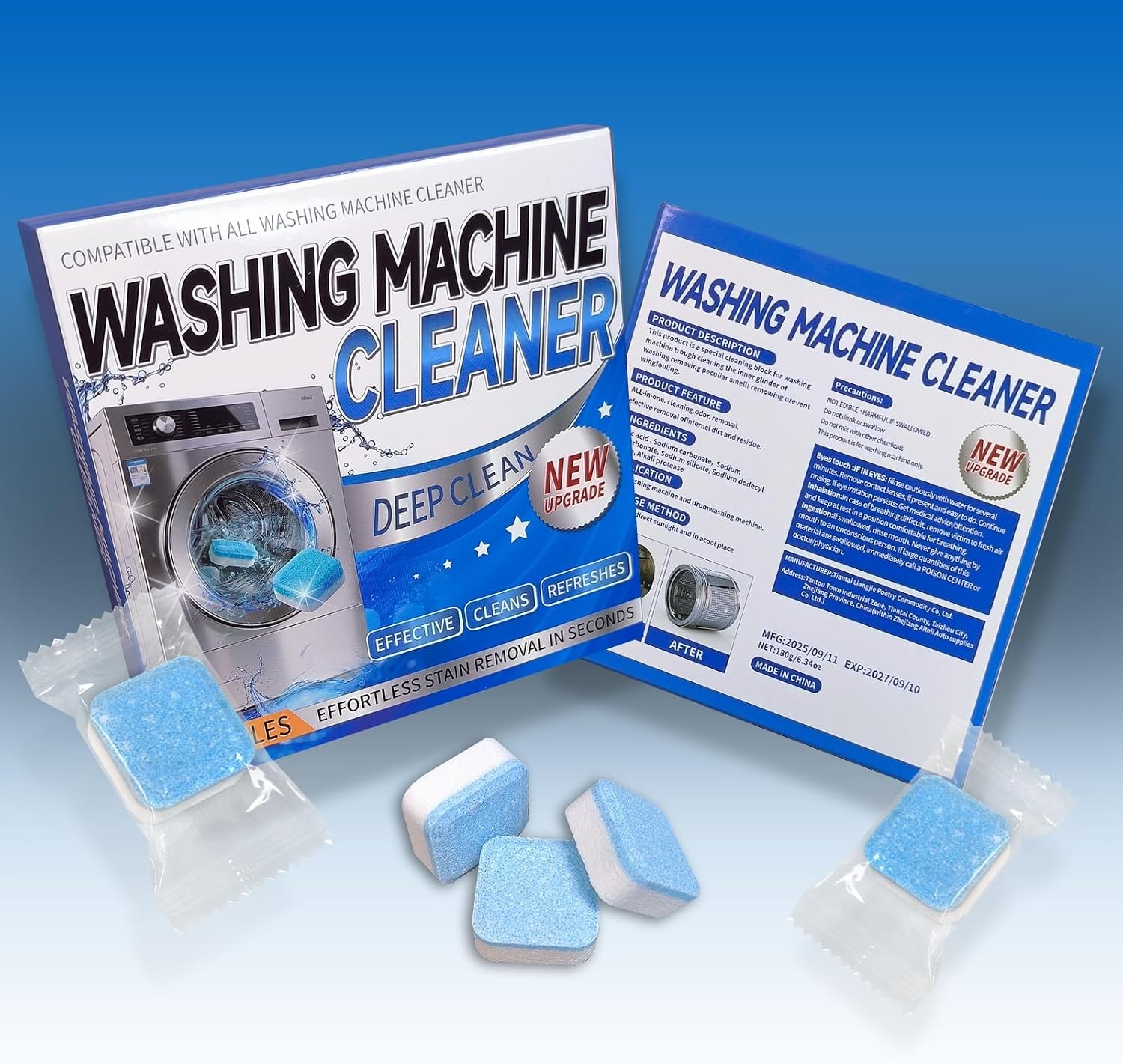 Washing Machine Cleaner Tablets – Deep Cleans & Descaler for Front Load and Top