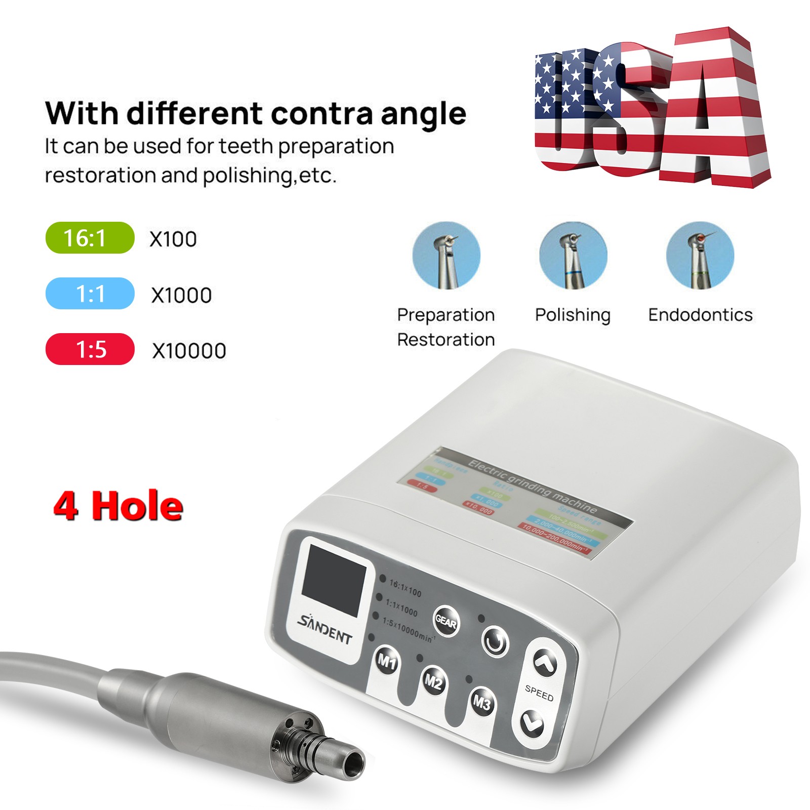 Dental 360° Swivel Hygiene Prophy Handpiece Air Motor 4H 4:1 Nose Cone Midwest