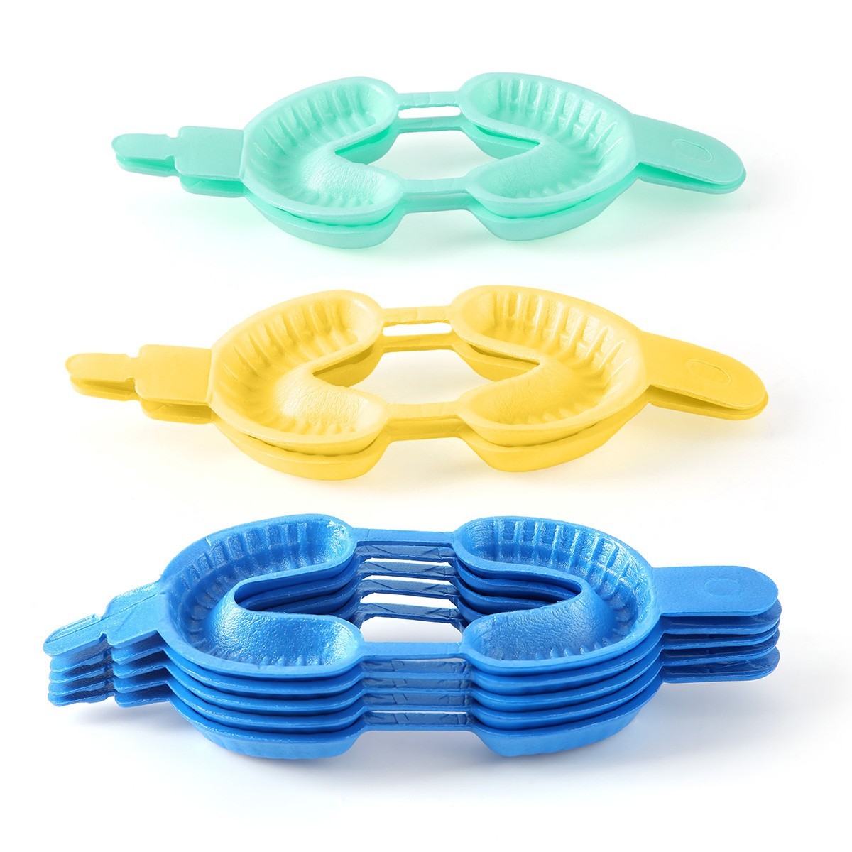 50pair/Pack Dental Disposable Fluoride Foam Trays Dual Arch Trays Gel/Foam S M L