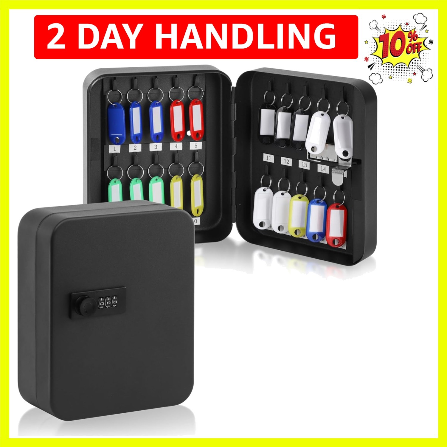 20 Key Storage Lock Box with Code, Key Cabinet Organizer Wall Mount with Comb…