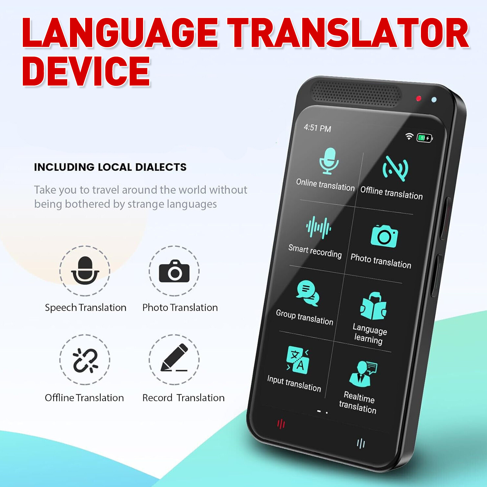 Z6 Language Translator Device, Two-Way offline Voice Interpreter