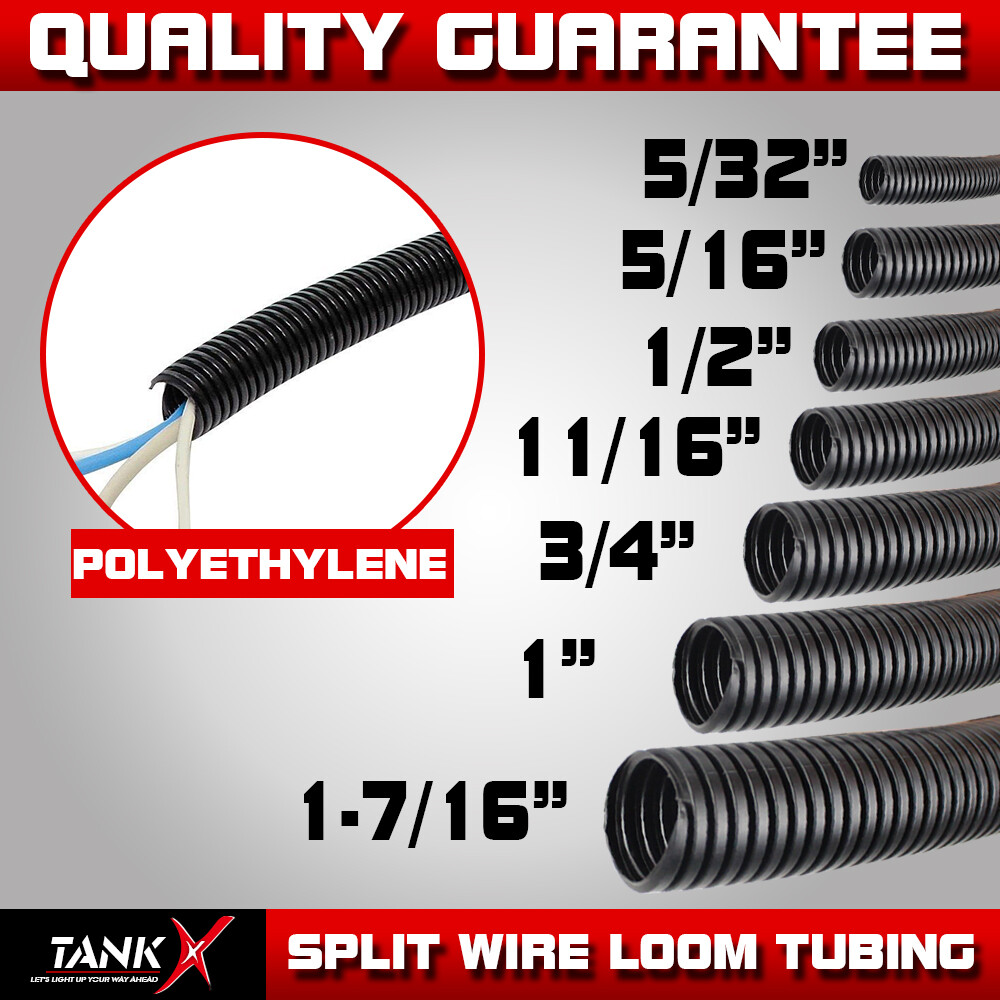 Split Wire Loom Conduit Convoluted Tubing Flex Harness Cable Protector Cover Lot