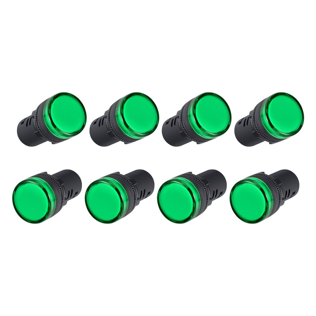 AC/DC 24V Indicator Lights Green LED Flush Panel Mount 7/8 Inch 22mm 10Pcs