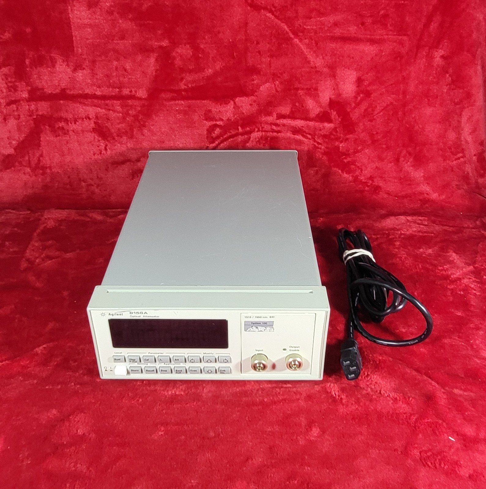 Agilent 8156A Optical Attenuator 1310/1550nm SM Option 100 – Powers On