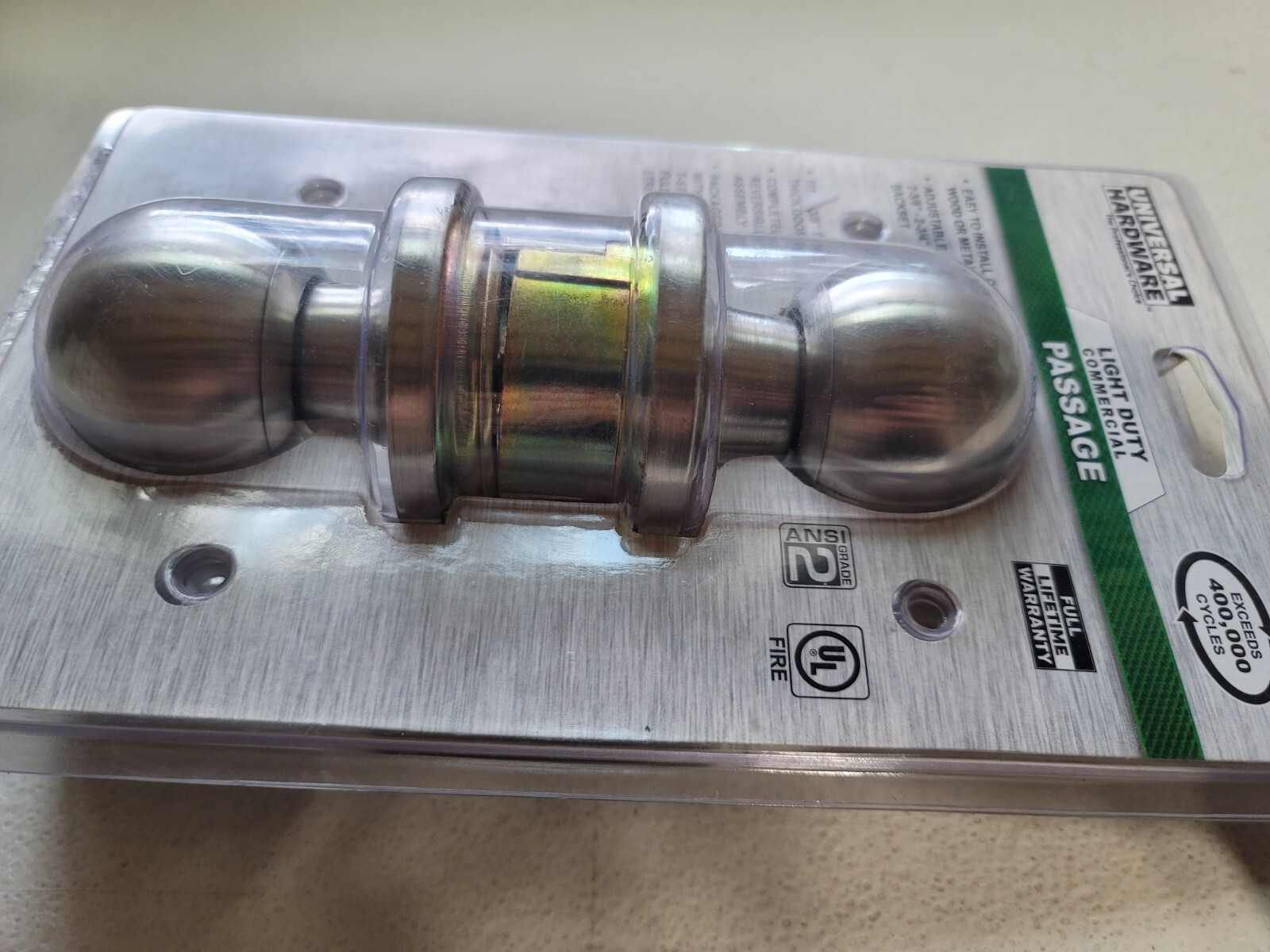 Universal Hardware Passage Door Knob in Satin Chrome Light Commercial UH40051