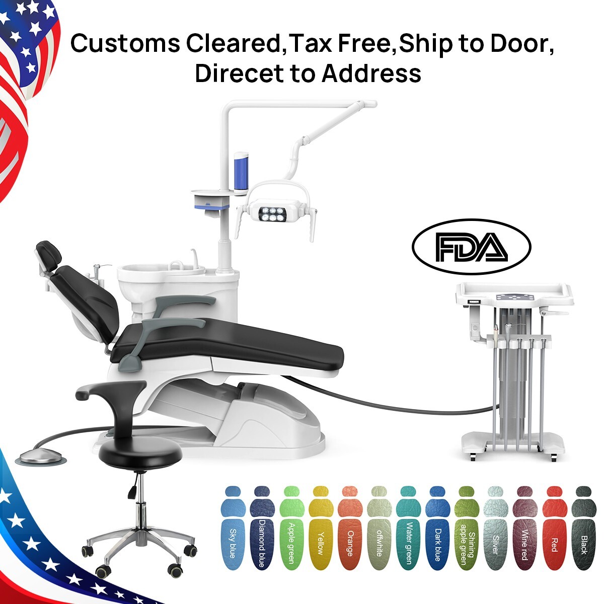 USA Dental Unit Chair Integral Computer Controlled DC Motor /Mobile Cabinet Cart