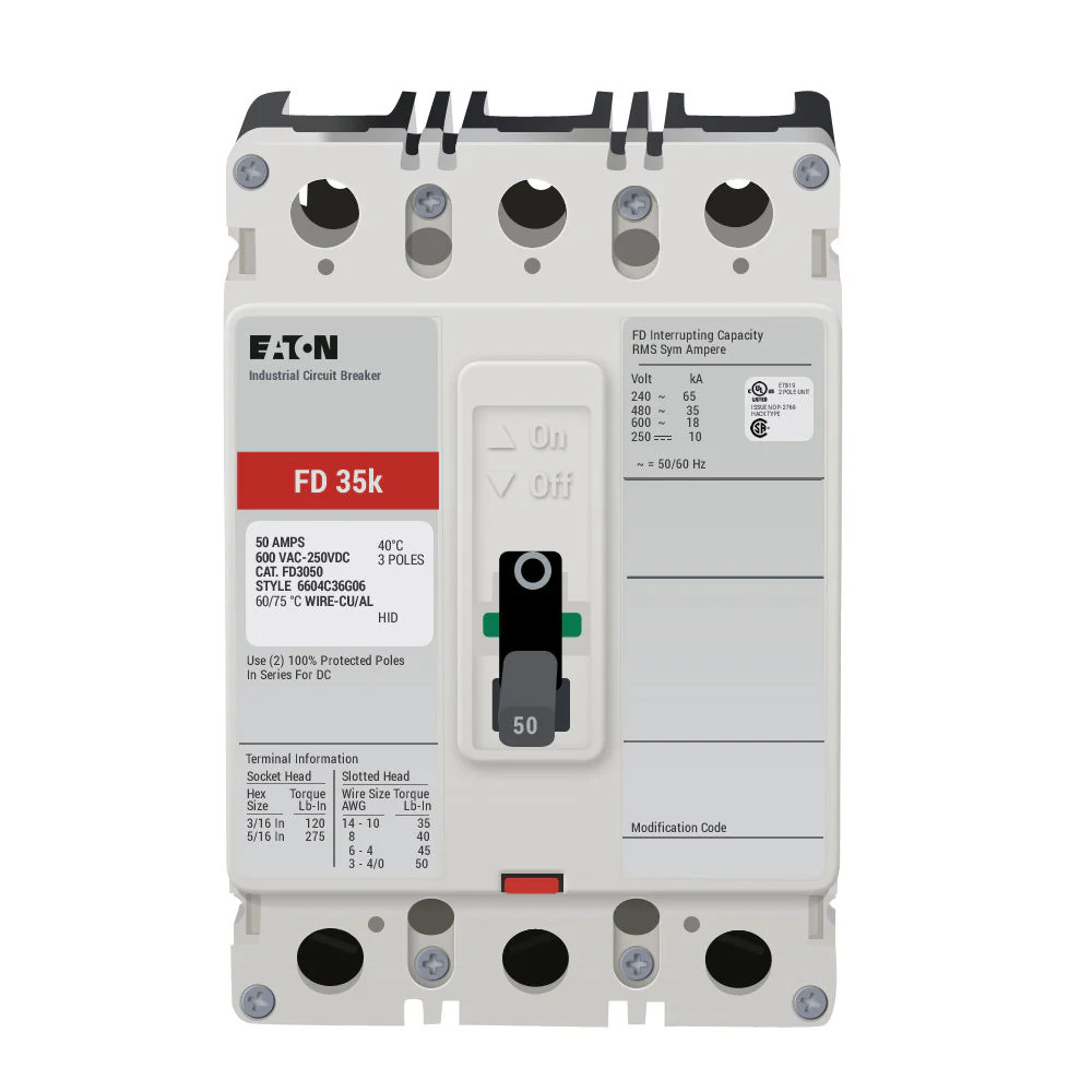 NIB – Eaton – FD3050 – Eaton Series C, 50A, Three-Pole Molded Case Circuit