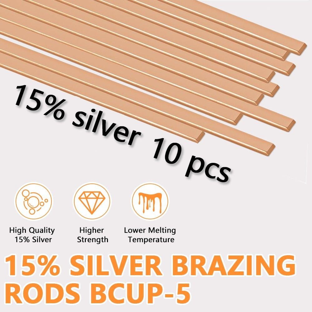 10 Sticks 15% Silver Brazing Rods BCuP-5 for HVAC and Refrigeration Applications