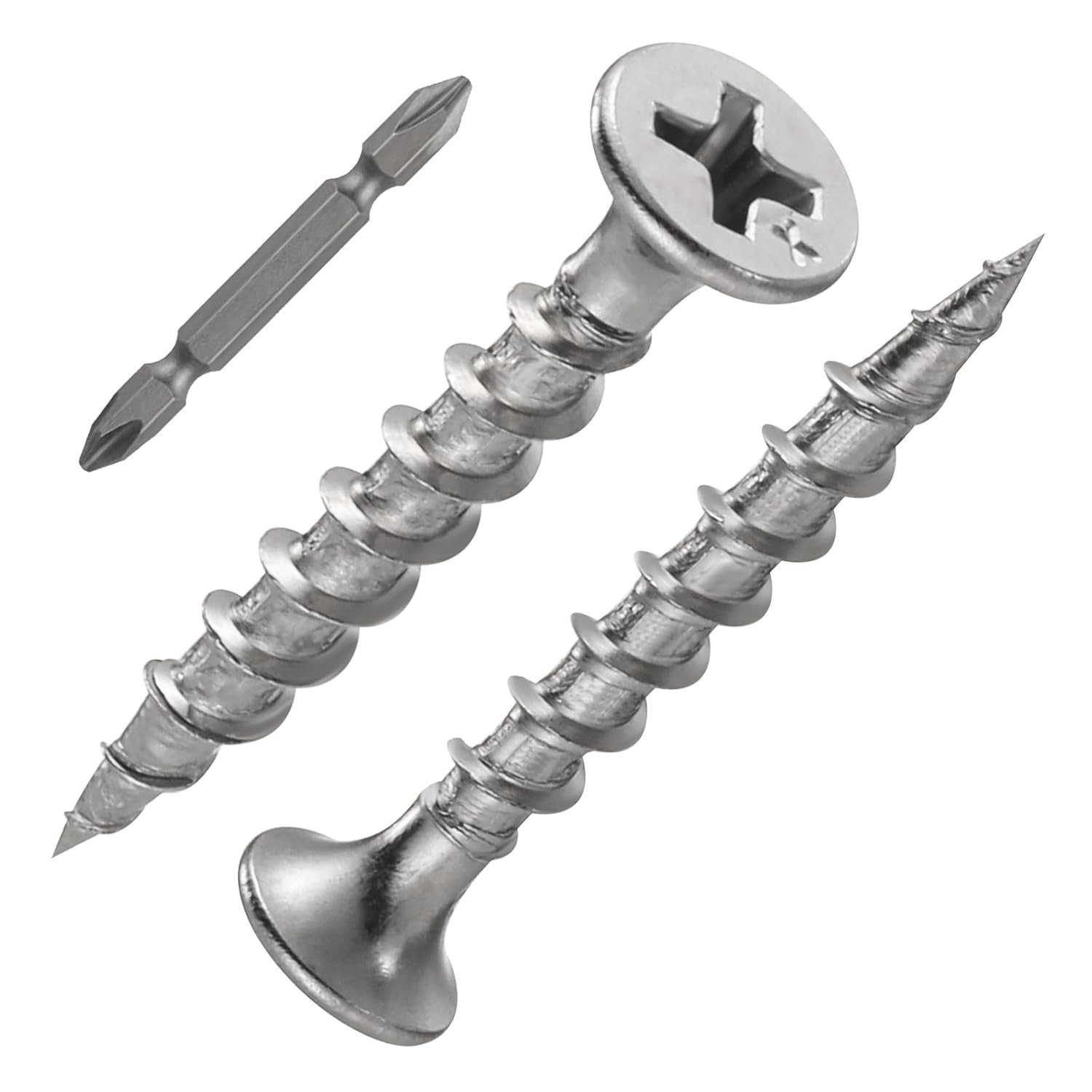 (225 pcs)#6X1-1/2 410 Stainless Steel Fastener Drywall Screws-Phillips with c…