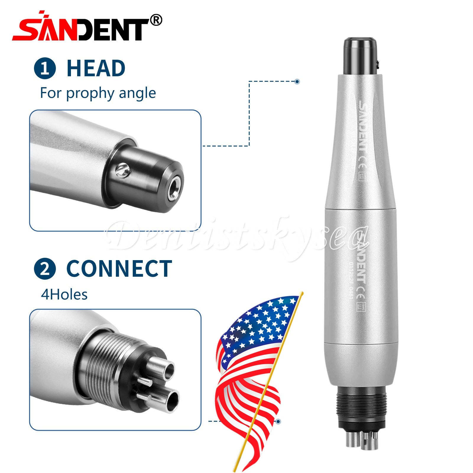 Dental Hygiene Prophy Handpiece Air Motor 4 Holes 4:1 Reduction 360 ° Swivel