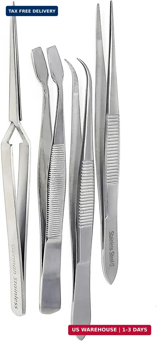 A2Z 4 Entomology Forceps, Micro Precision & Wide Tip Tweezers, Butterfly Specime