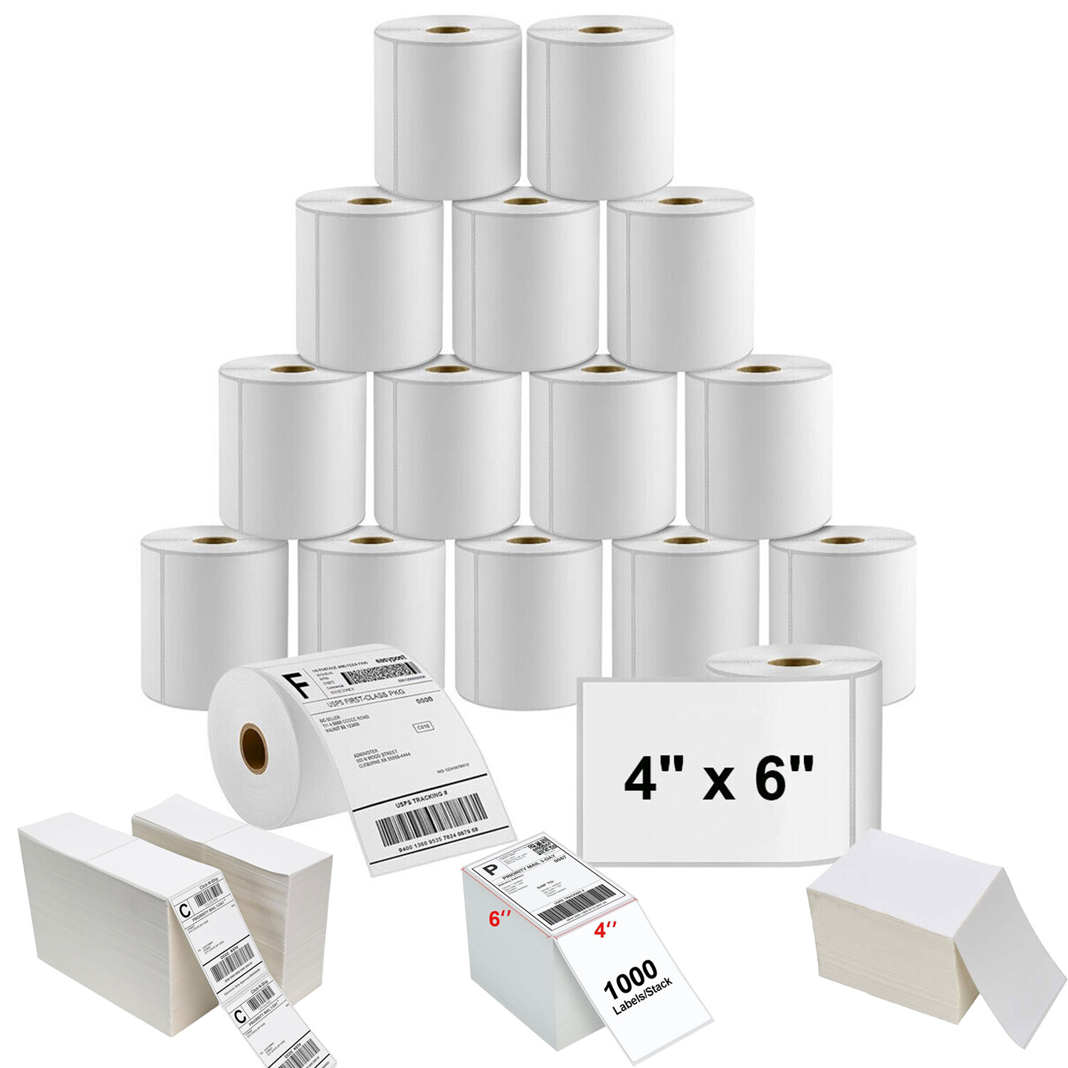 4″x6″ Direct Thermal Address Shipping Labels For Rollo & Zebra Fanfold/Roll US