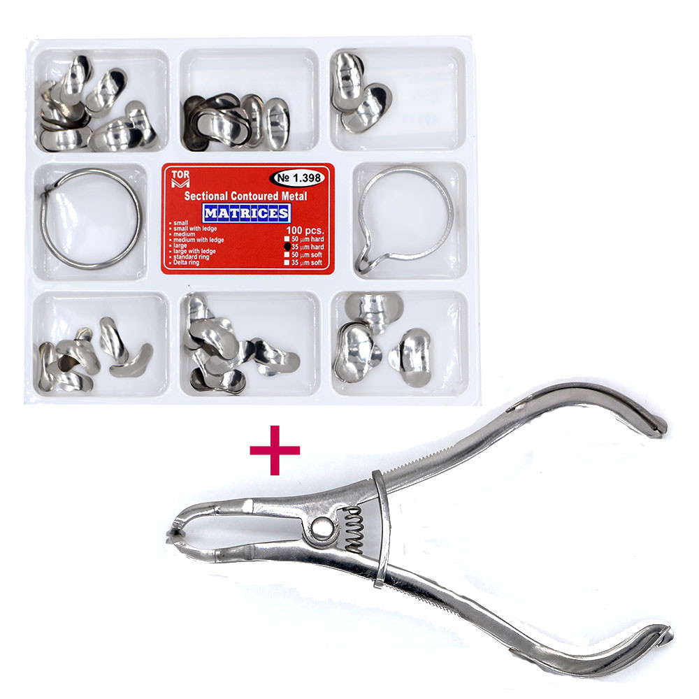 Dental Matrix Sectional Contoured Metal Matrices No.1.398 30/box Tor+ Plier