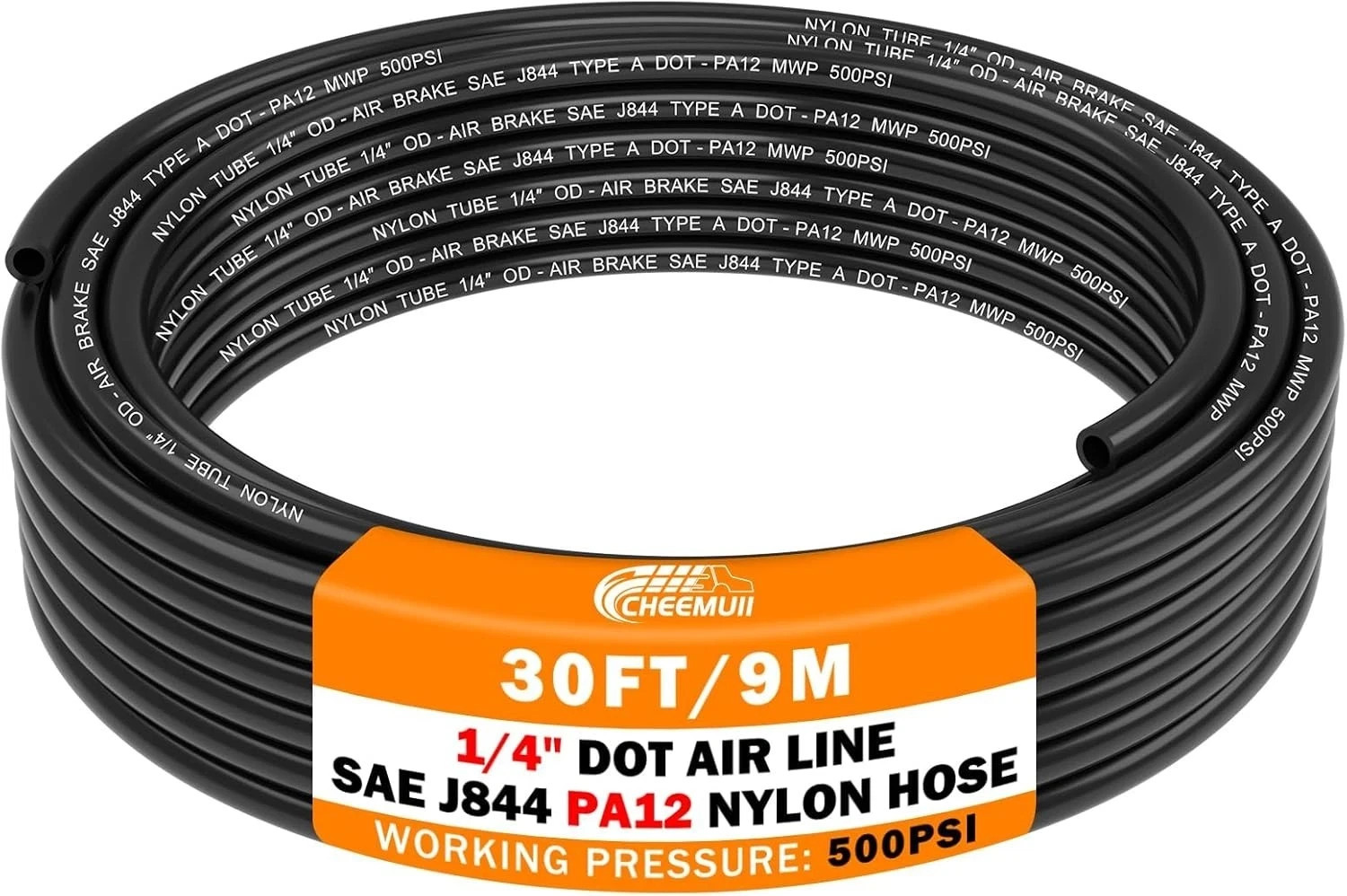 30 FT 1/4 DOT Air Line 1/4″ PA12 Nylon Pneumatic Tubing 9.1 Meter 1/4 Inch OD Pn