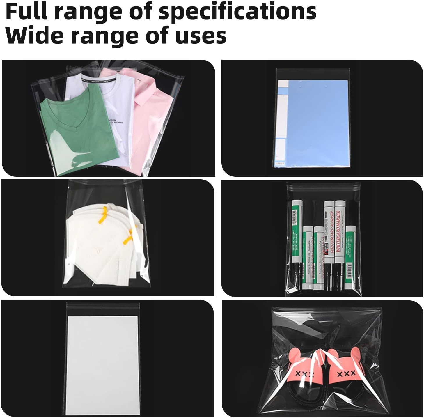 10×14 Self Sealing Cellophane Bags Clear Resealable Packaging Bags 100 Pcs