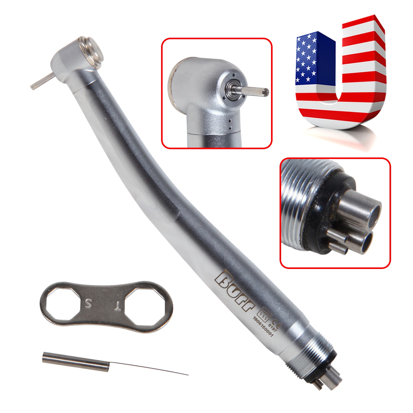10X High Speed Handpiece 4 Holes Turbine 3-Spray U3BM Turbina Dental