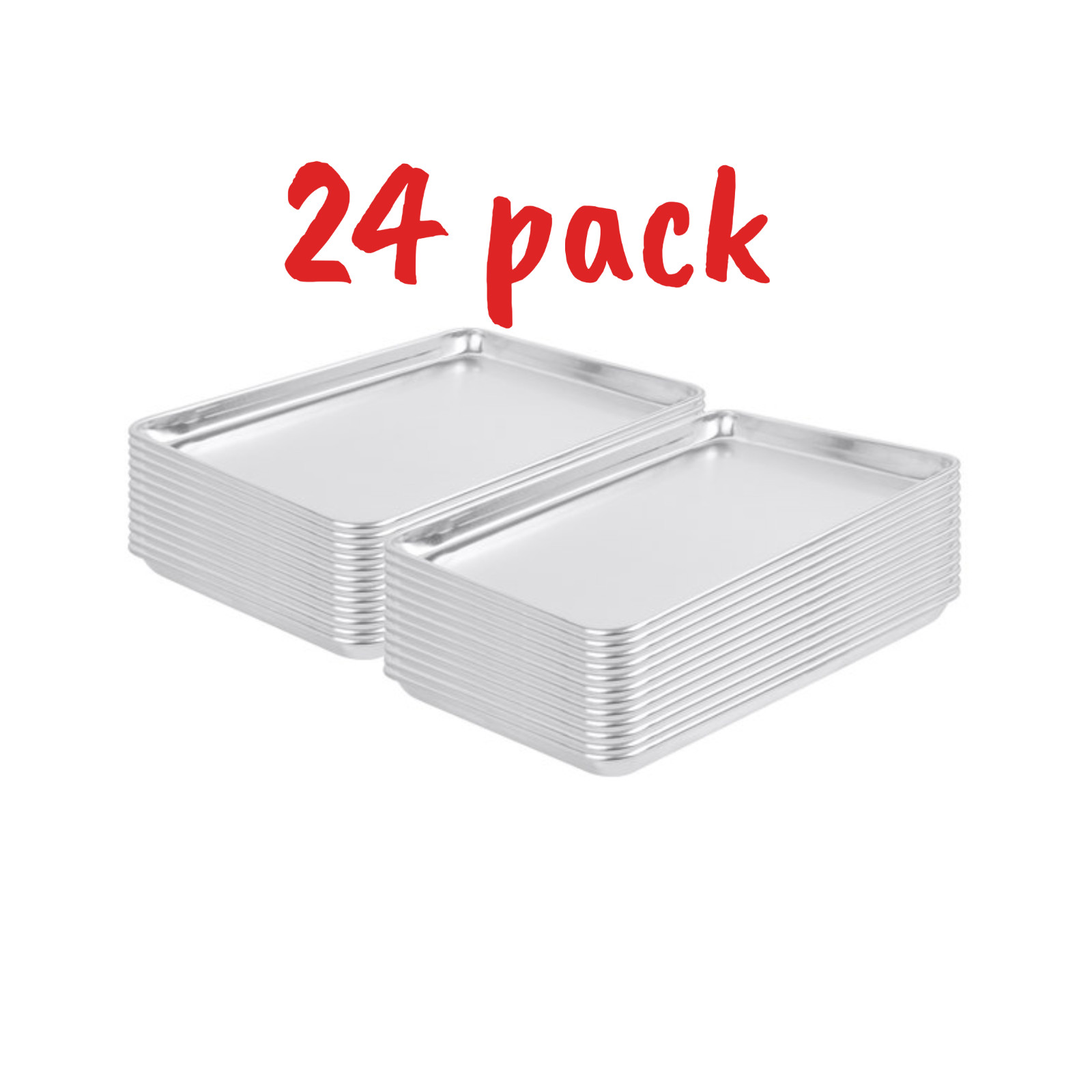 24 PACK Quater Size 9 1/2″ x 13″ Wire in Rim Aluminum Bun Sheet Baking Pan
