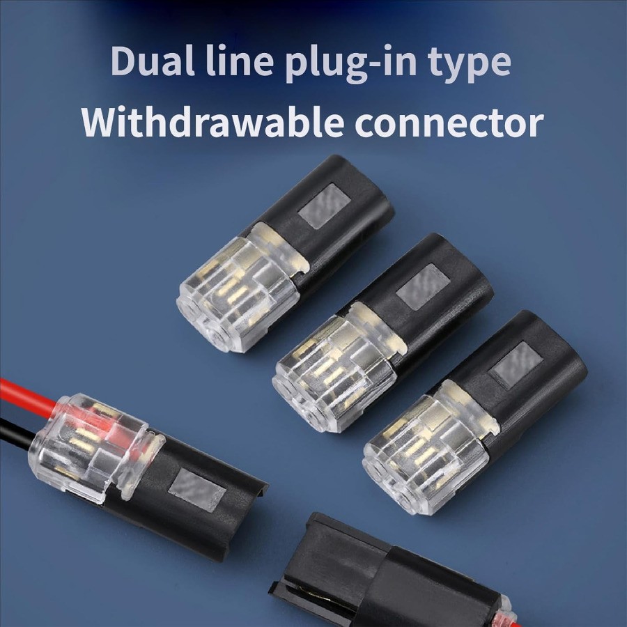 200Pcs Double-Wire Plug-in Connector, Cable Clamp with Locking Buckle, AWG 18-22