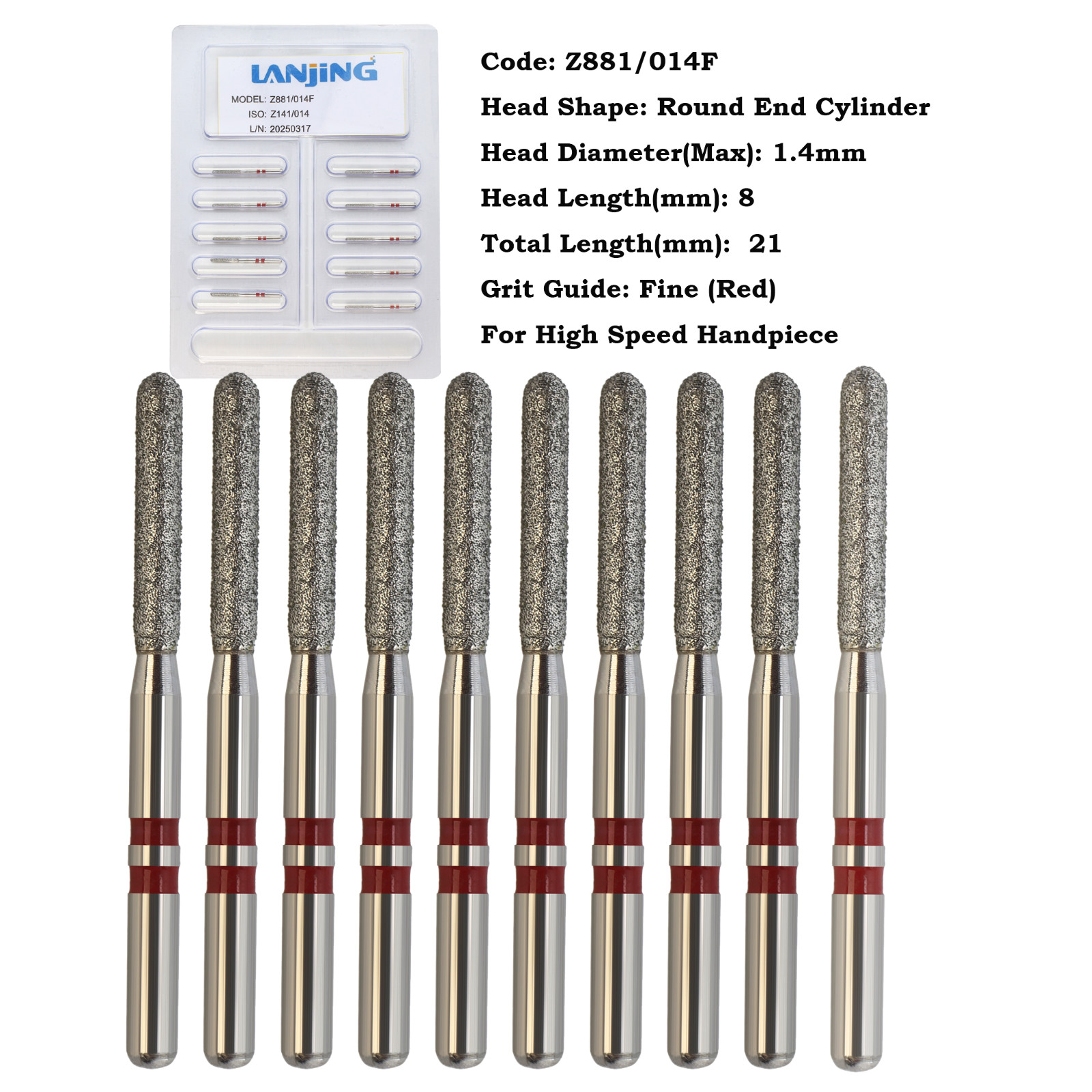 Zirconia Adjustment Diamond Burs FG Round End Taper Football Fine Coarse 368 850