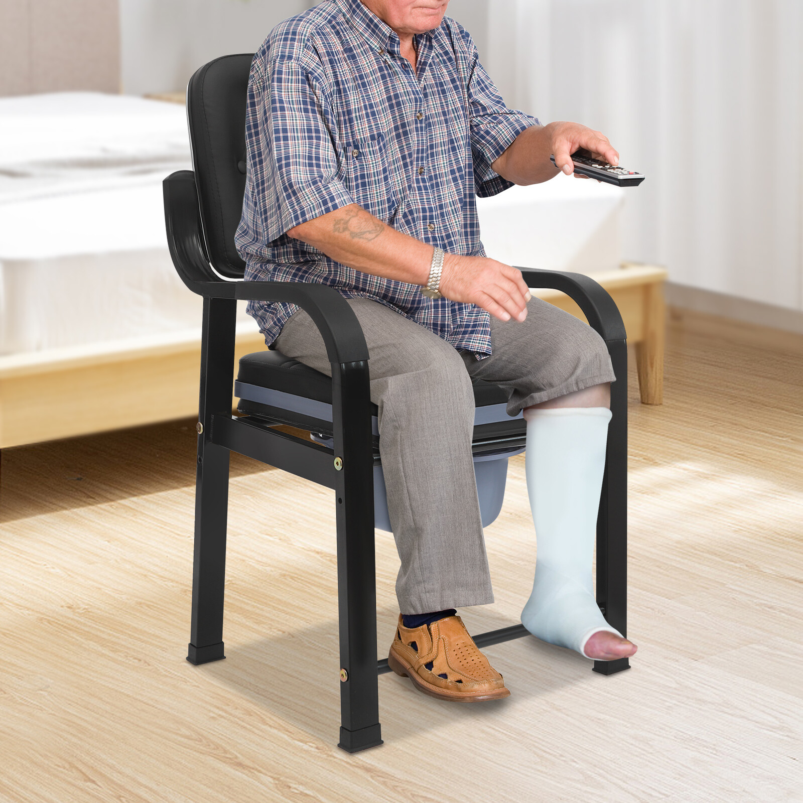 250kg/551lbs Heavy Duty Bedside Commode Seniors Adults Elderly Toilet Chair