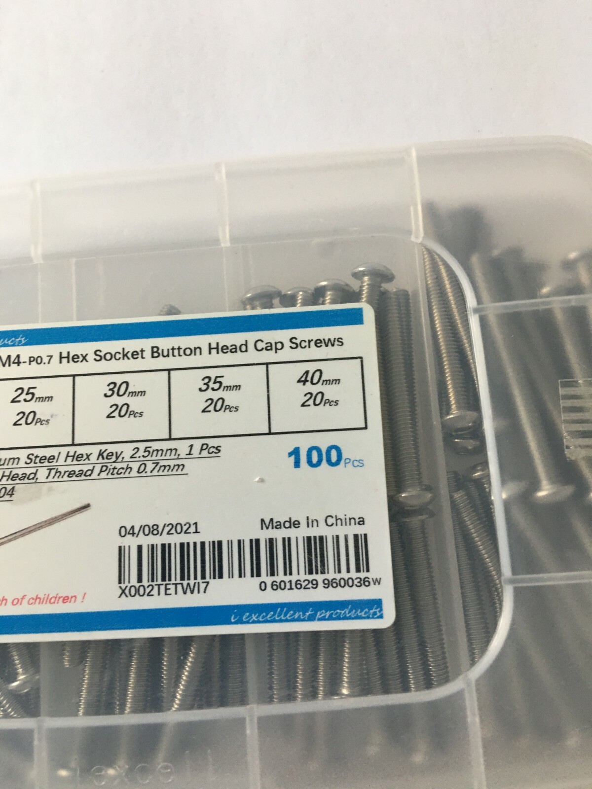 iexcell M4-P0.7 Hex Socket Button Head Cap Screws 100 Pcs (K2)