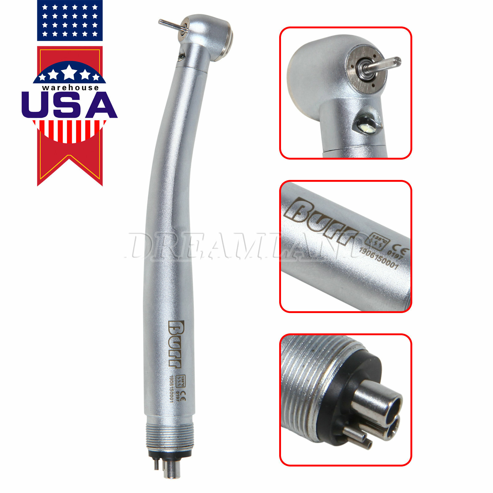 1-10 Dental LED Fiber Optic Turbine Handpiece E-generator 4hole Triple Spray UDM
