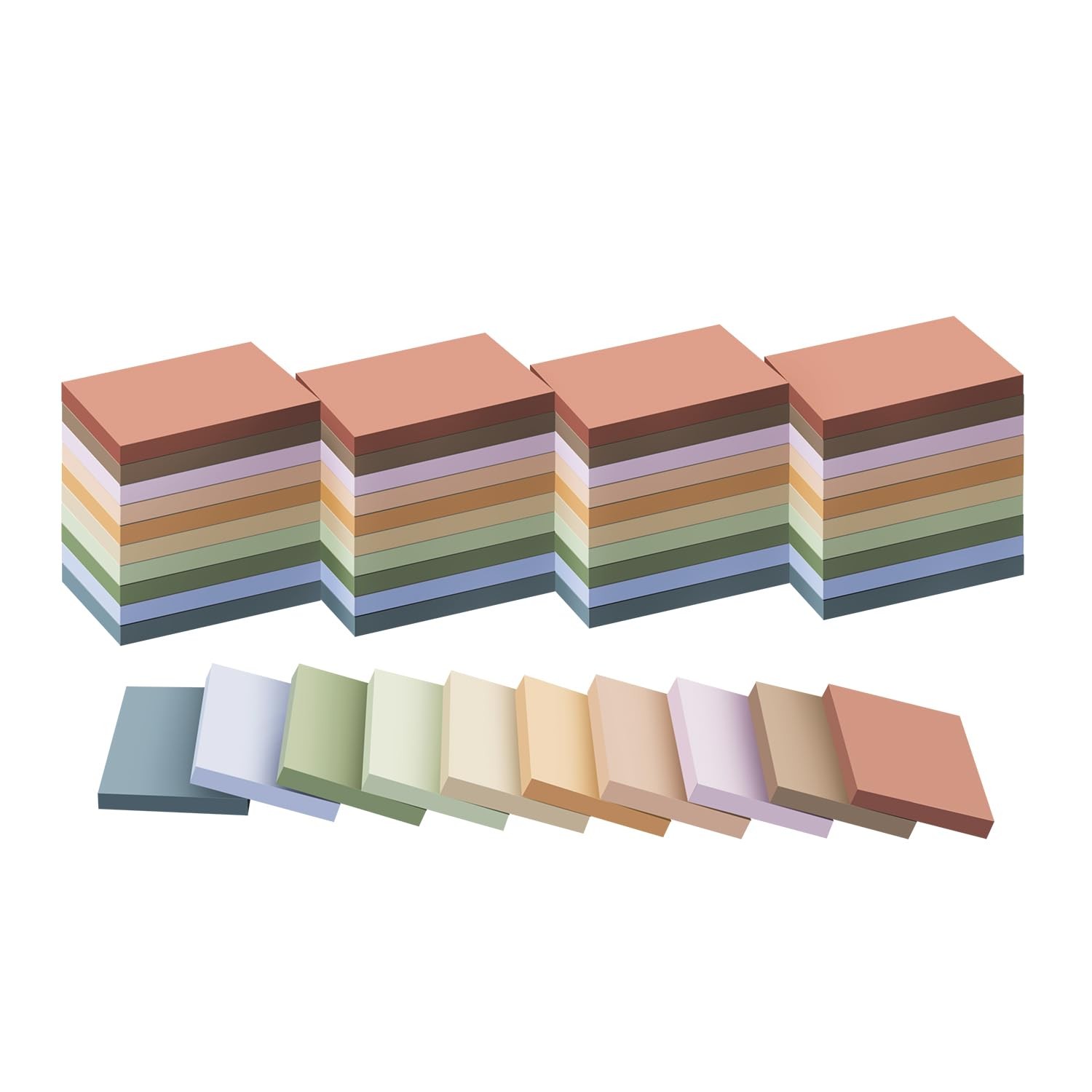 50 Pads Sticky Notes 1.5×2, Vintage Colors, 10 Colors Self Sticky Notes