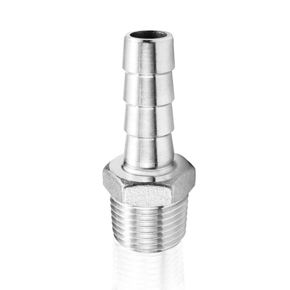 2x Stainless Steel 1/2″ Hose Barb to 3/8″ Male NPT Home Fitting Water Fuel N956