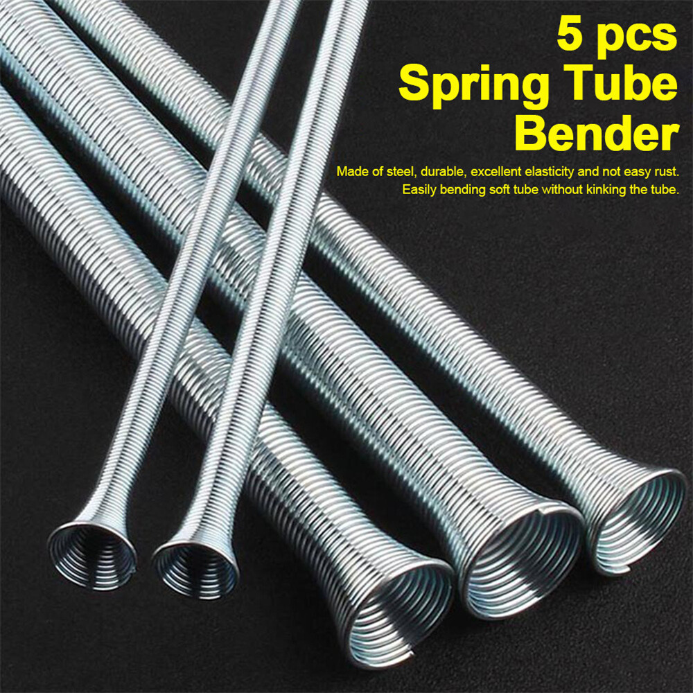 5pcs 21cm Spring Bending Tube Pipe Bender 1/4″ 5/16″ 3/8″ 1/2″ 5/8″ Silver Set