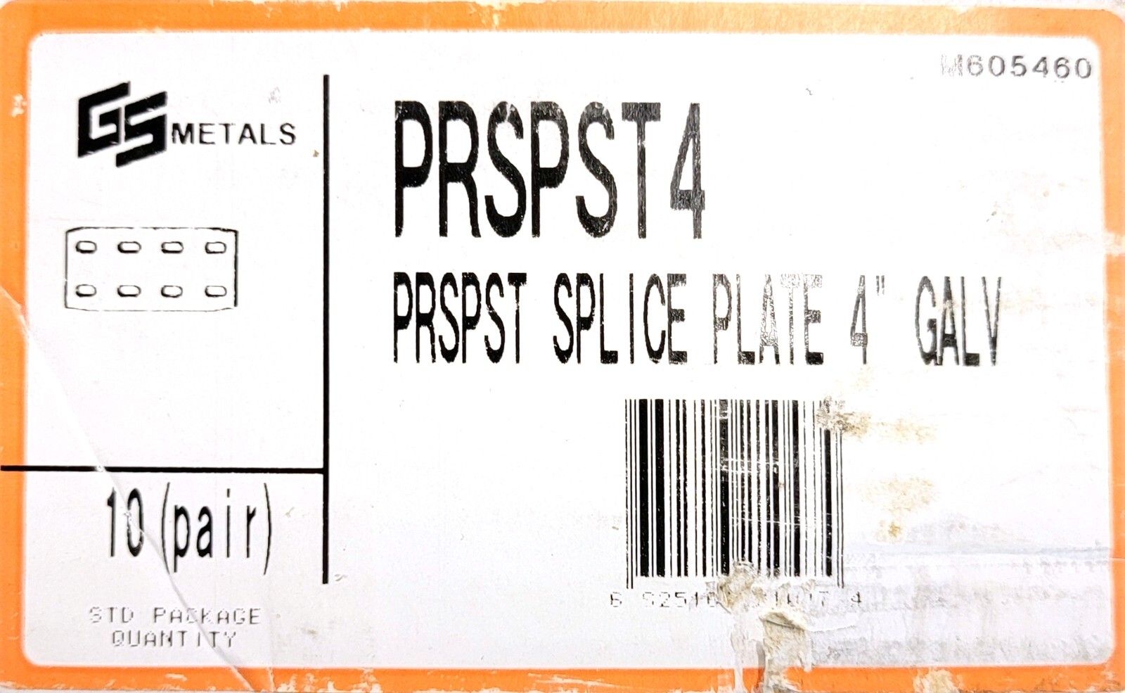 1 Set GS METALS PRSPST4 8 Slot Hole Splice Plate 4″ Flat Galvanized 6″x3″x1/8″