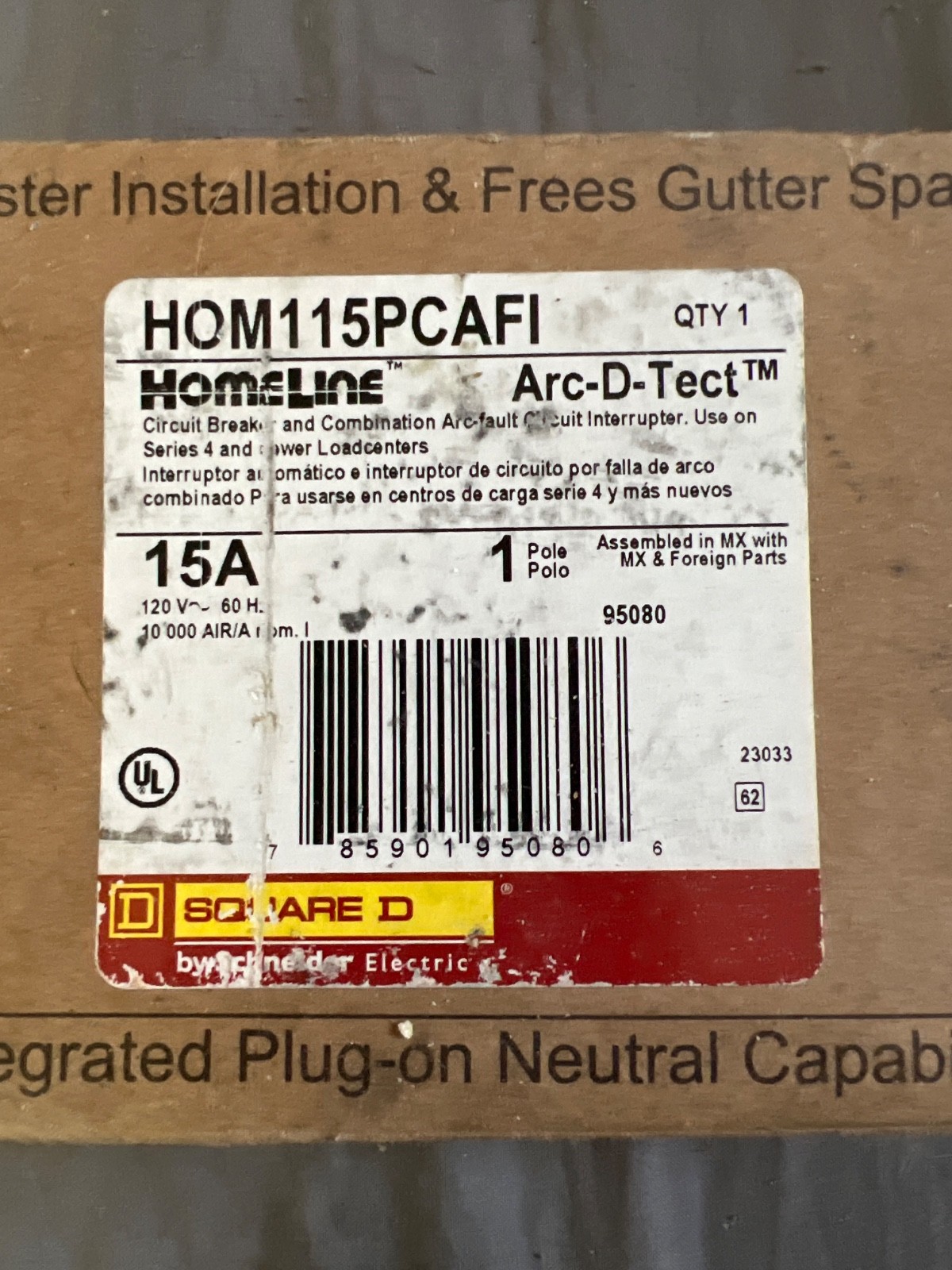 Square D Homeline 1 Pole 20A 120VAC Mini Circuit Breaker – HOM120PCAFI