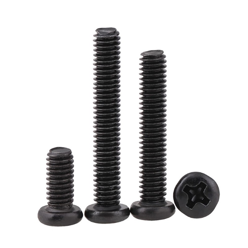 Black Carbon Steel Round Pan Head Screws Bolts M1 M1.2 M1.4 M1.6 M1.7 M2 M2.5-M6