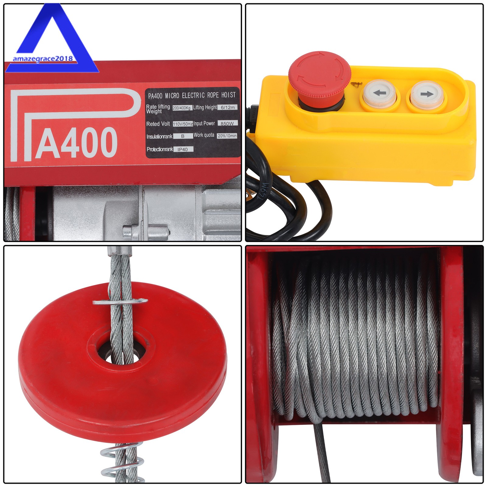 110V 880lbs Electric Hoist with 14FT Wired Remote Control,20-40FT Lifting Height