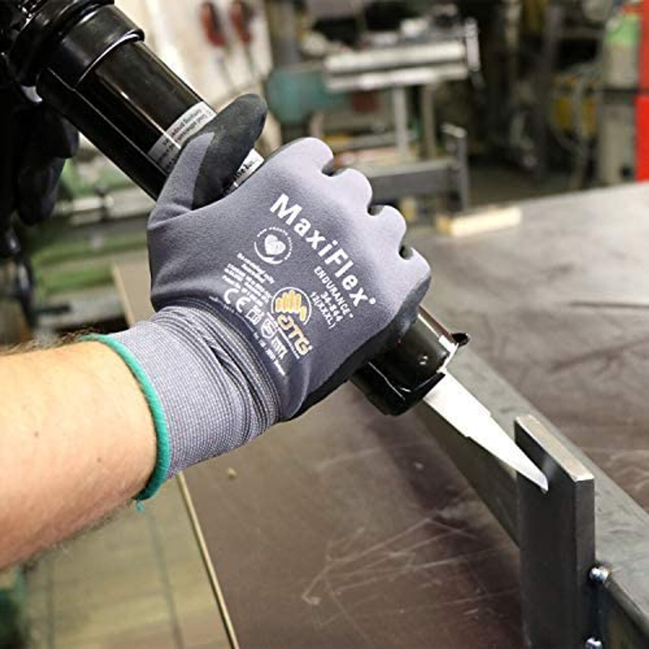 MaxiFlex 34-874 Ultimate Seamless Nitrile Grip Protective Work Gloves 3 Pairs