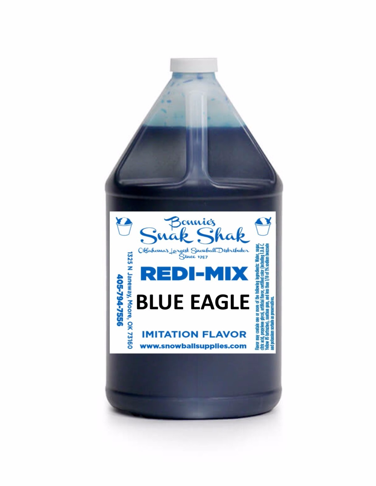 Snow Cone Syrup BLUE EAGLE Flavor. 1 GALLON JUG Buy Direct Licensed MFG