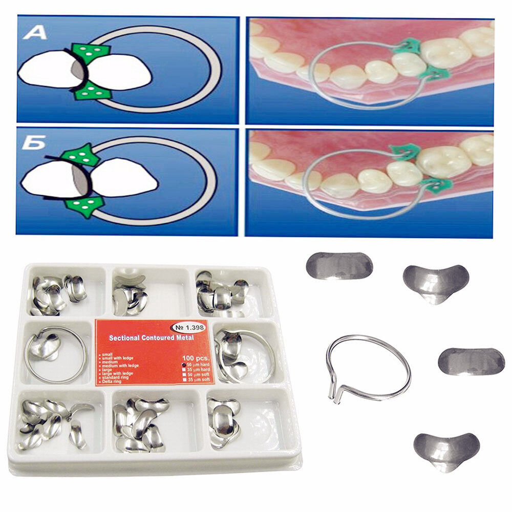 Dental Contoured Matrices Matrix Full Matrix Kit 35μm Hard No.1.398 + 2 Rings