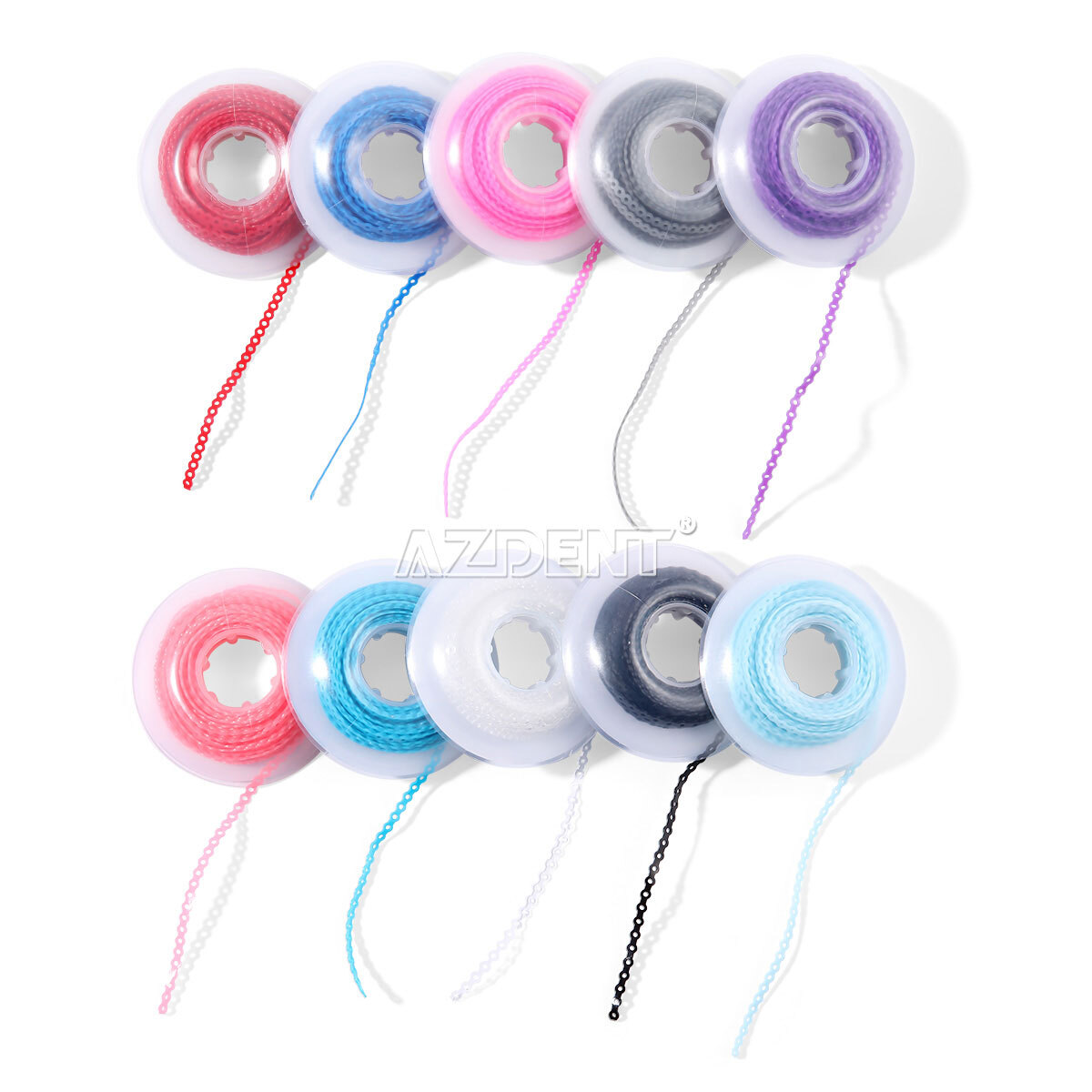 AZDENT Dental Orthodontic Elastic Power Chain Rubber Band Long/Short/Continuous
