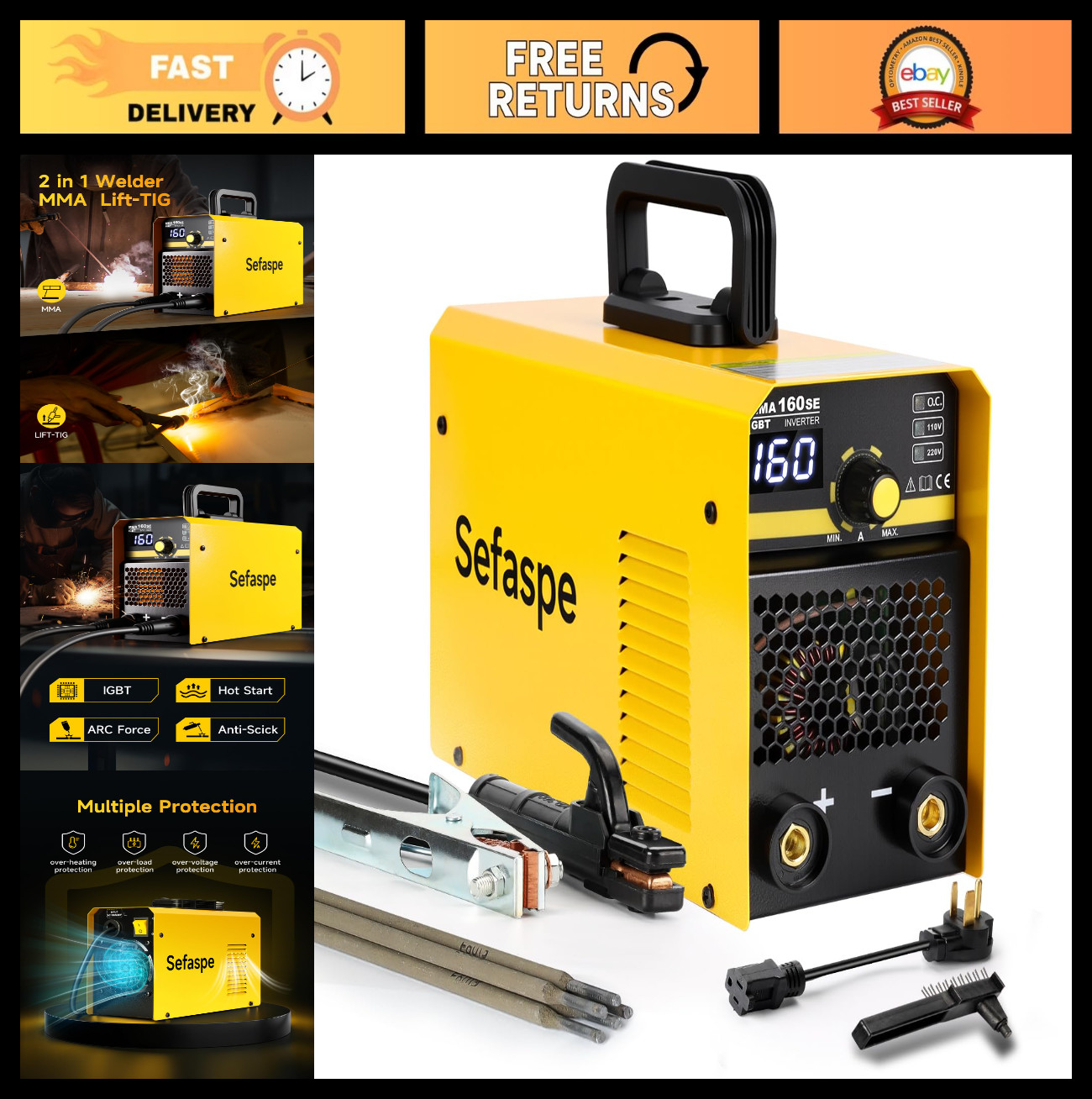 160A Dual Voltage Stick Welder – Digital Display, Portable MMA TIG Inverter, Hot