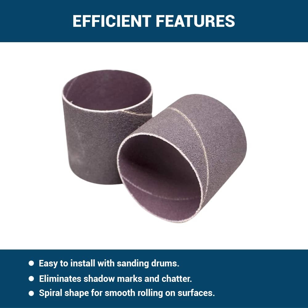 Benchmark Abrasives 2 x 2 Aluminum Oxide Abrasive Spiral Bands for Rotary Tools,