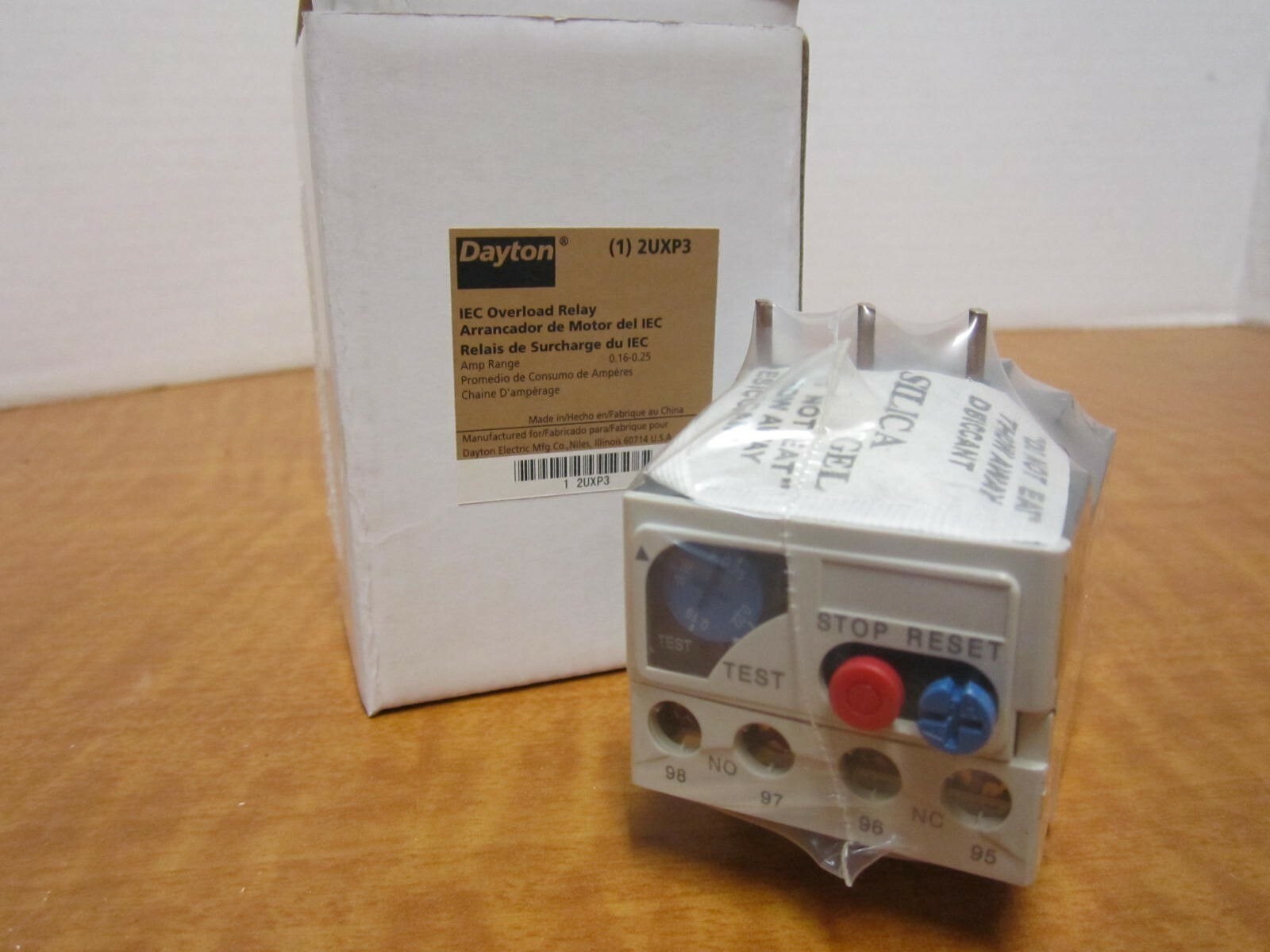 Overload Relay 0.16-0.25 Amp Range Trip Indicator Finger Safe Terminals