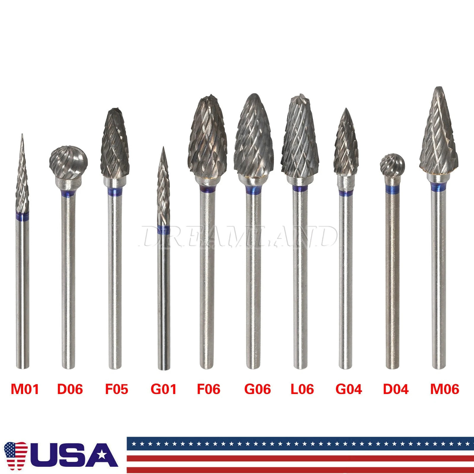 10 Tungsten Steel bur for 35000RPM Dental Lab MARATHON Handpiece SAEYANG drill